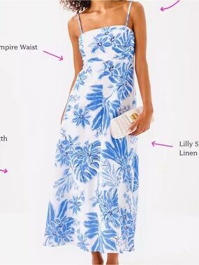 NWT Lilly Pulitzer 14 JORGIAN LINEN MIDI 👗 “Resort White” MSRP $258 sz 14